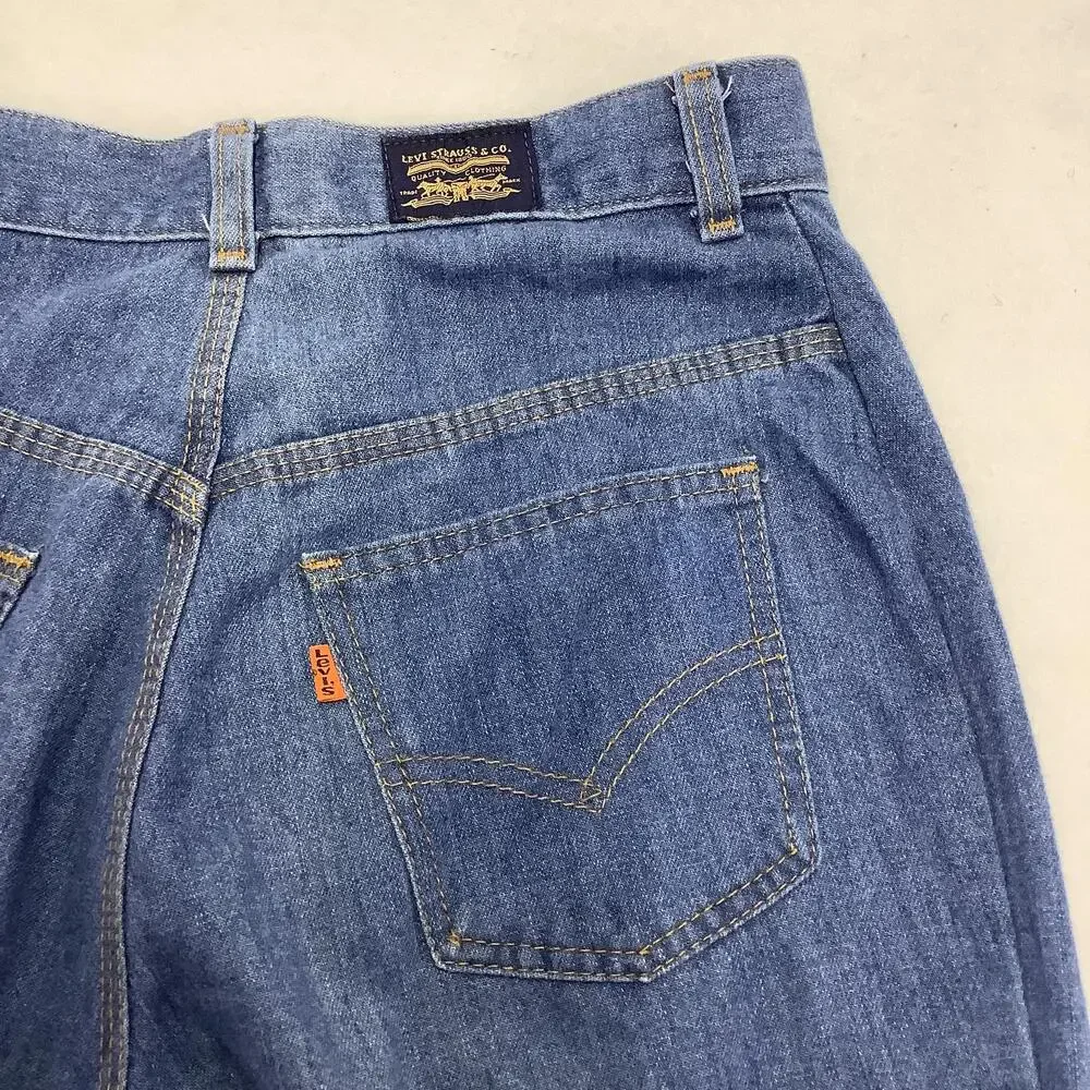 Vintage Levis Jeans Mens 32x31 Blue Wash Straight Leg Zip Fly Denim Orange Tab
